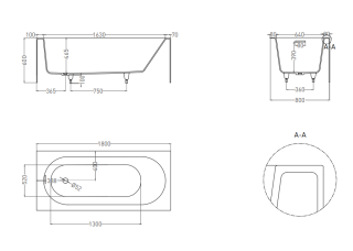 Ванна из искусственного камня Salini Fabia S-Sense 102612M 180x80см белый матовый